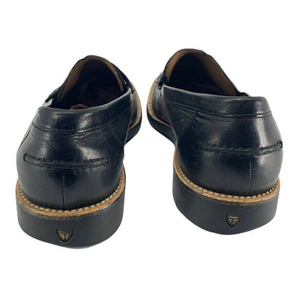 Michael Toschi Flats Men's Sz 7 Penny Loafer Slip on Block Heels Leather Black - Picture 4 of 10